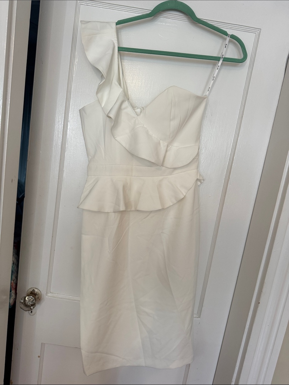Bardot Ivory One-Shoulder Ruffle Peplum Dress